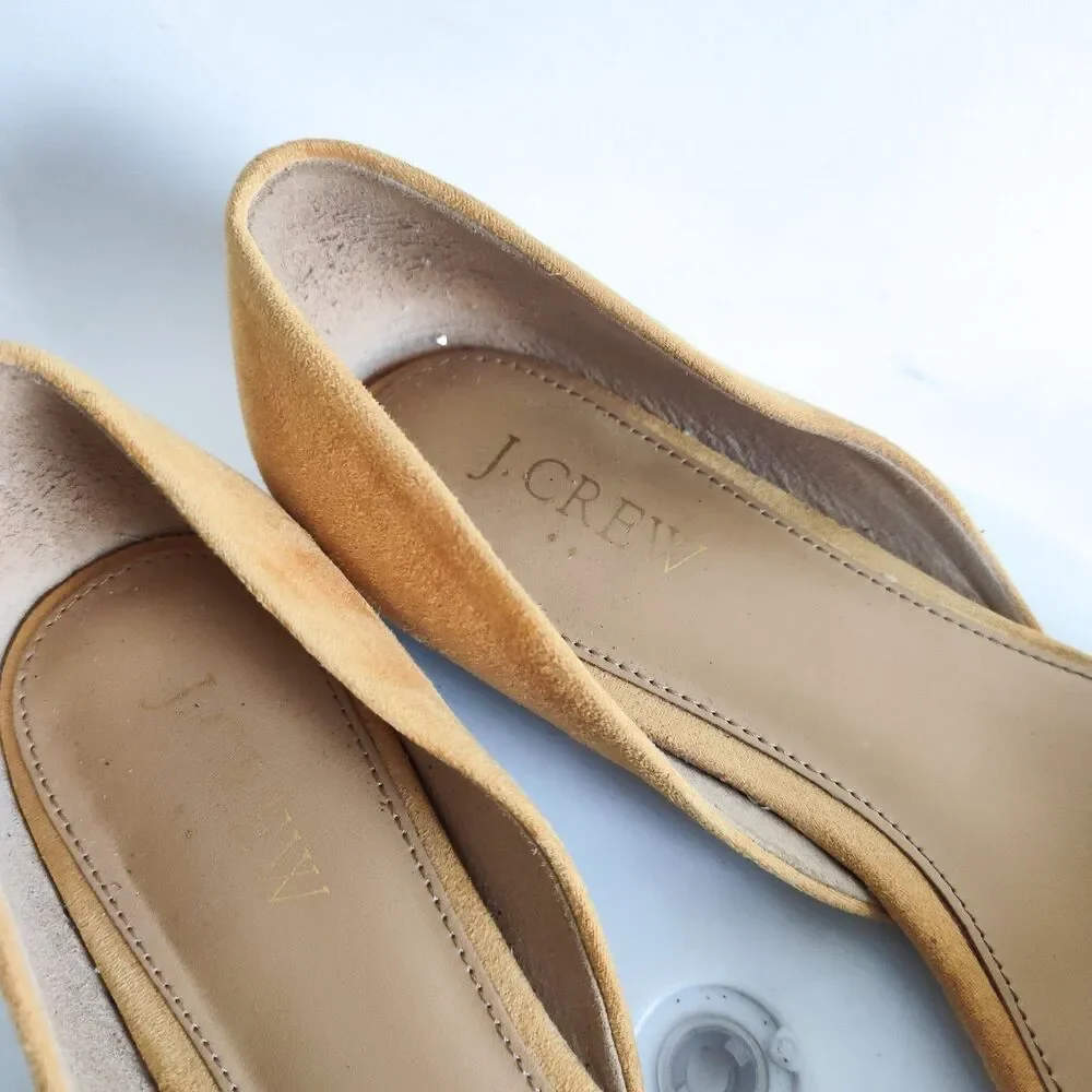 J. Crew‎ D'Orsay Shoes Flats Size 8 Zoe Pointed Toe Sueded Preppy Mustard Yellow